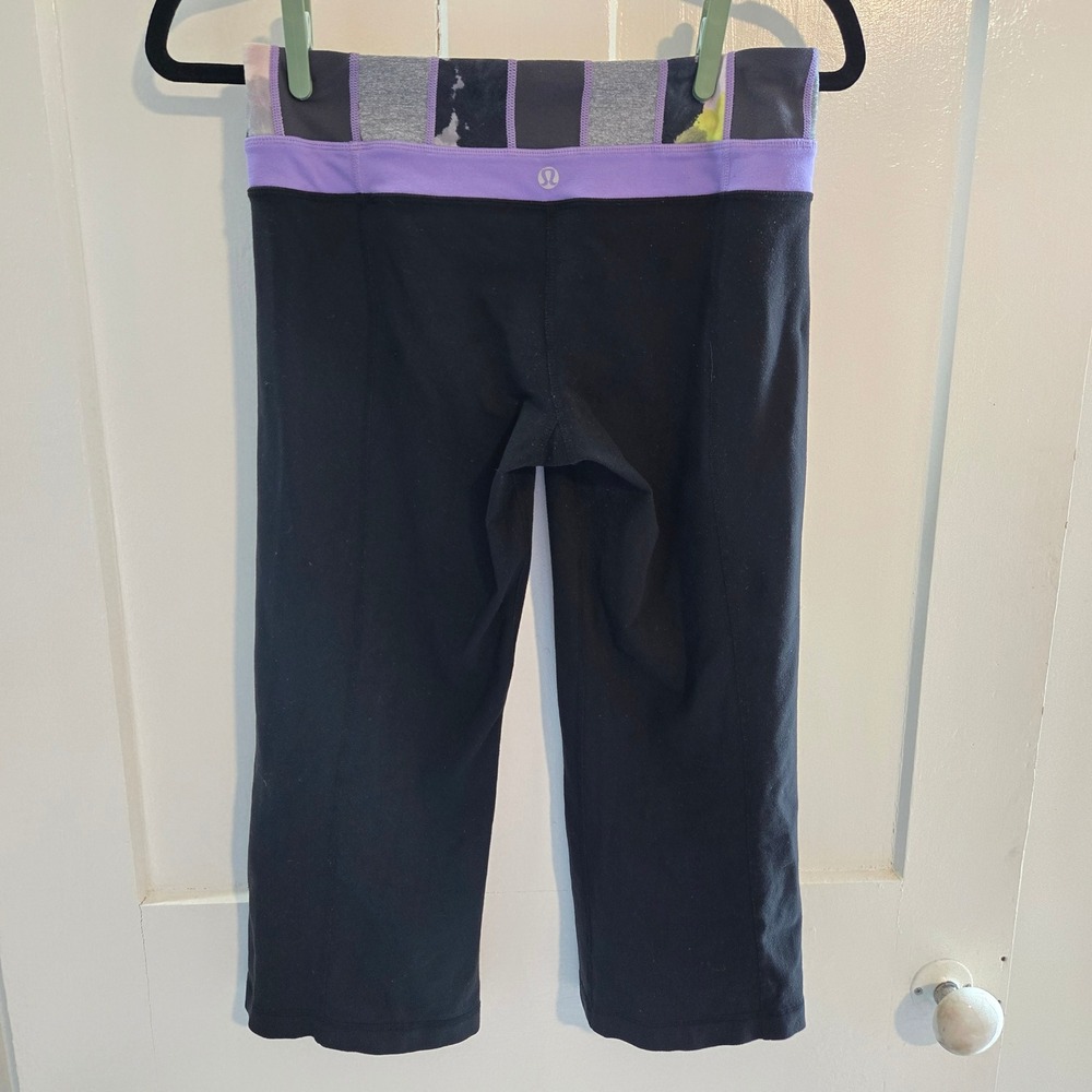 Lululemon Reversible Wunder Under Colorblock Cropped Black Leggings Size 6 Black